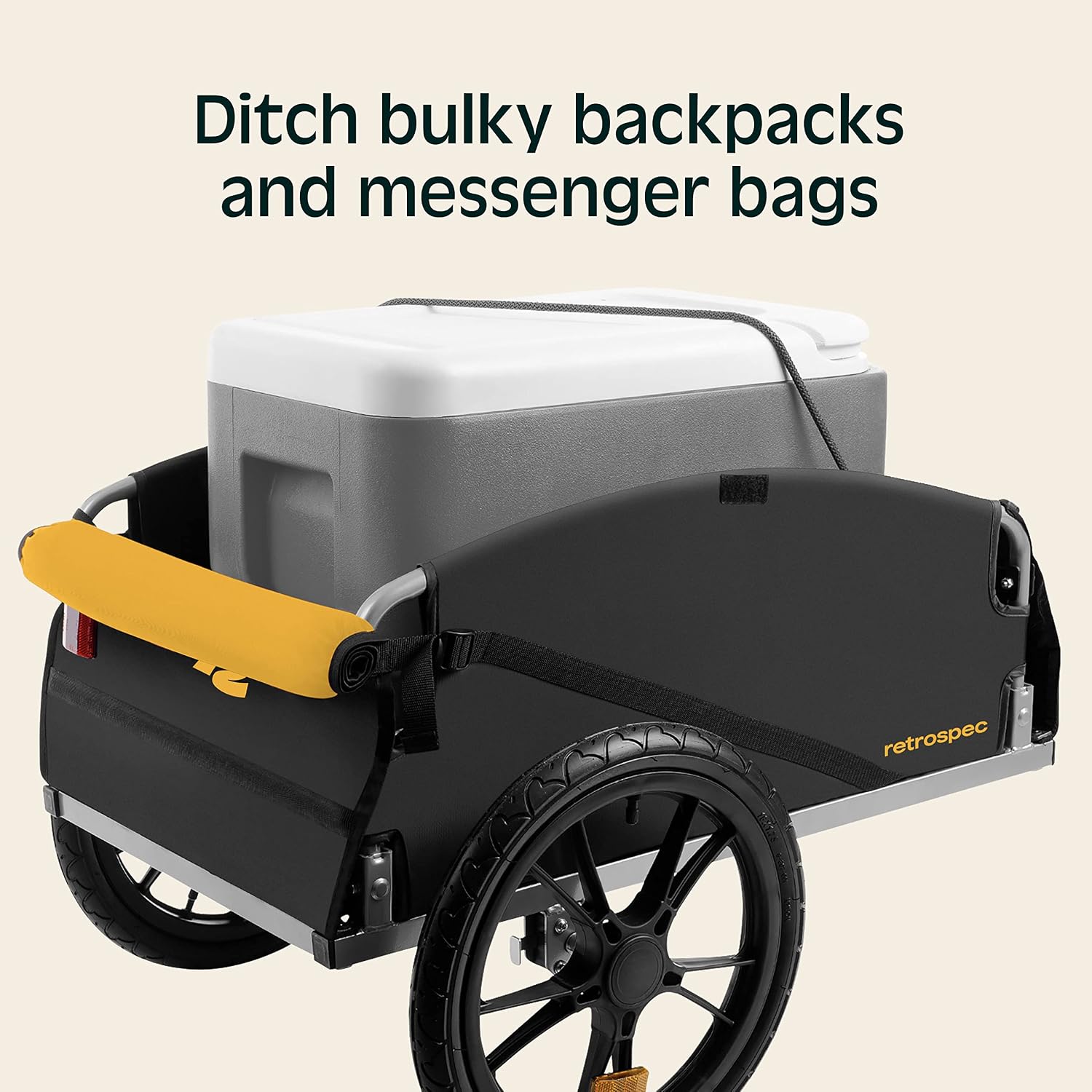 Retrospec Rover Hauler Bike Cargo Trailer - Foldable Frame with Weather-Resistant Fabric & 80lb Capacity - Universal Bike Trailer for 20-29in Wheels - Includes Safety Flag & D-Ring Anchors