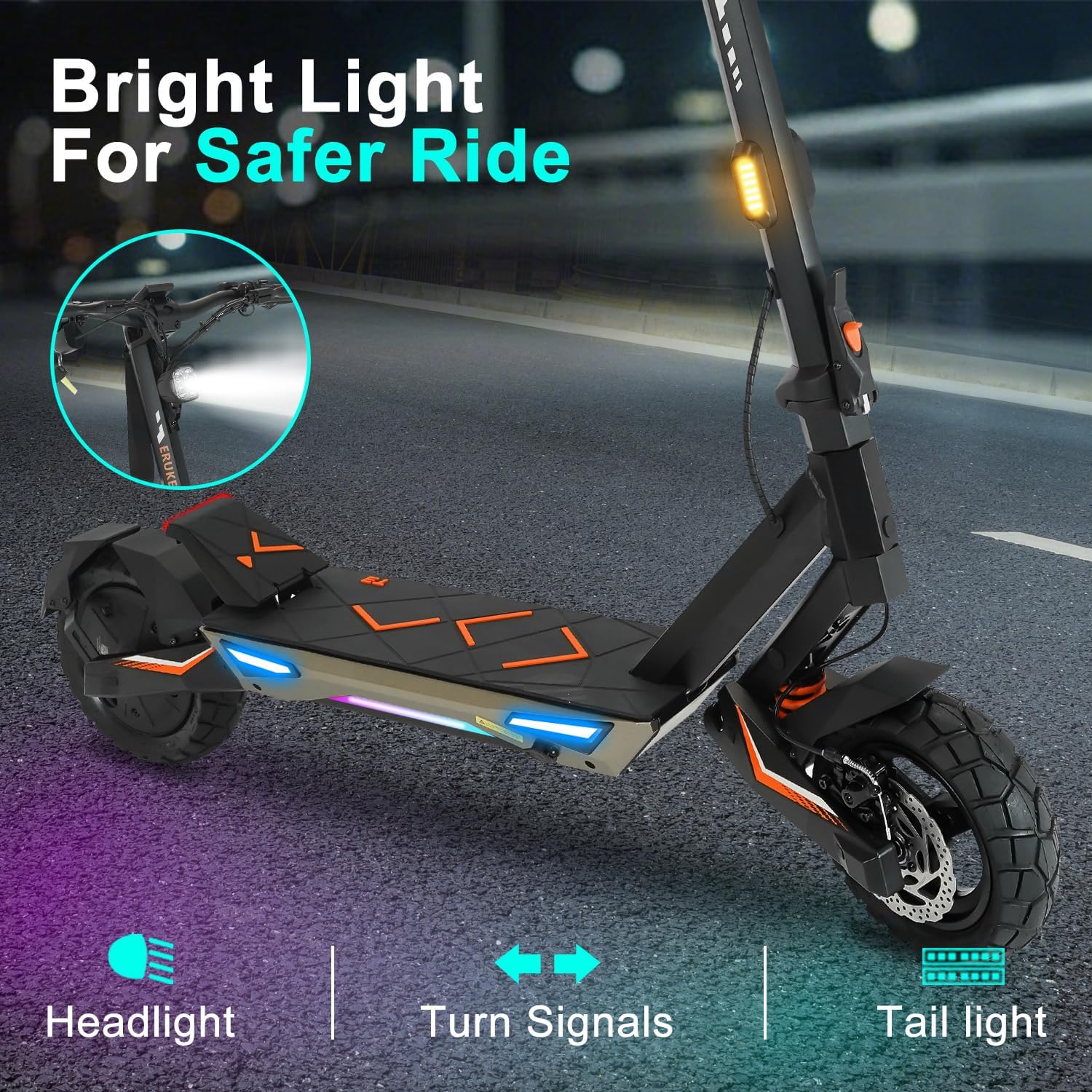 Electric Scooter Adults 1600/4000/6000W Motor 50 Miles Long Range & 40/45/50 MPH Top Speed 10' Off Road Tire Folding E-Scooter 60V/48V 20.8AH Battery Kick Scooter with Detachable Seat for Commuter