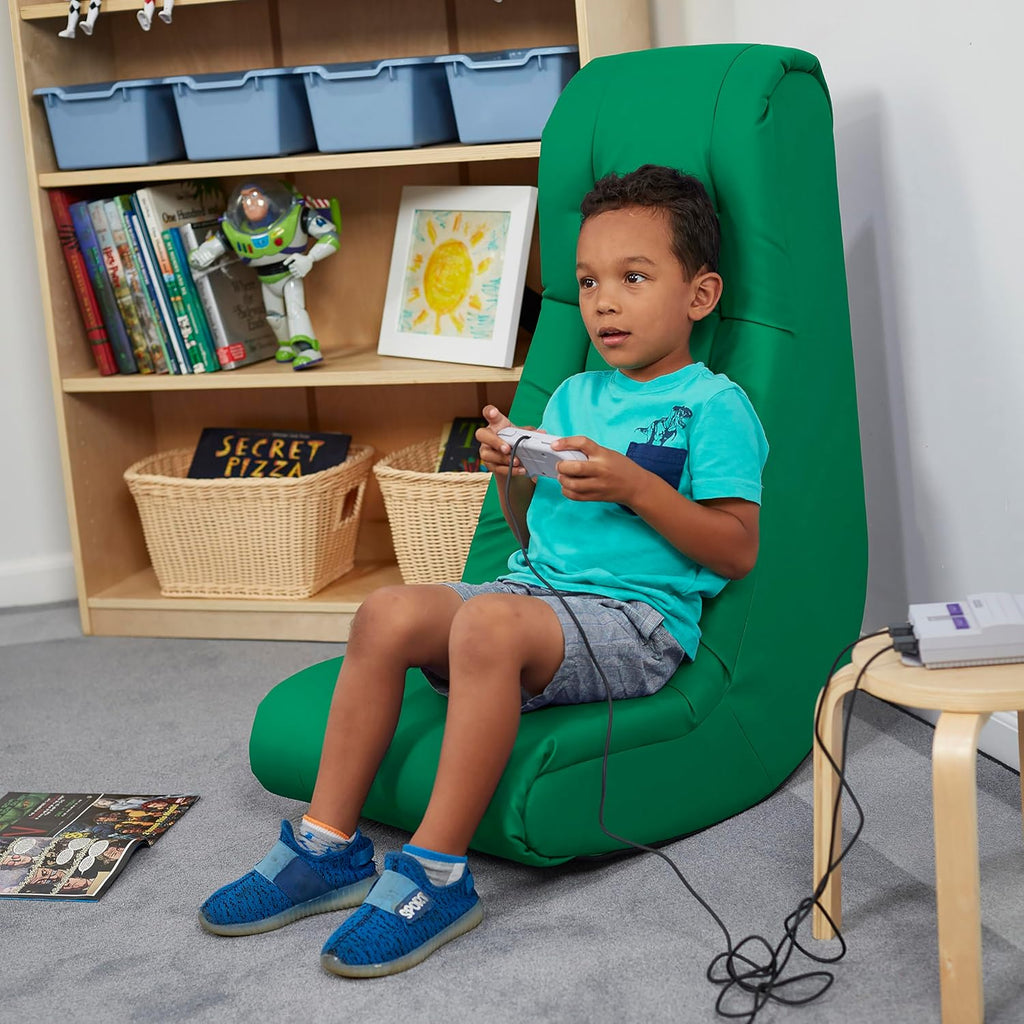 Factory Direct Partners Soft Tufted Floor Rocker - Cushioned Ground Chair for Kids Teens and Adults - Great for Reading, Gaming, Meditating, TV - Green, 10488-GN