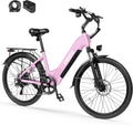 ESKUTE Electric Bike for Adults-1300w Peak Ebike, 28MPH Step Thru Electric Bicycle，70Miles 840 WH Removable Battery e-Bike, 7-Speed 26'' tire, Adjustable Stem,