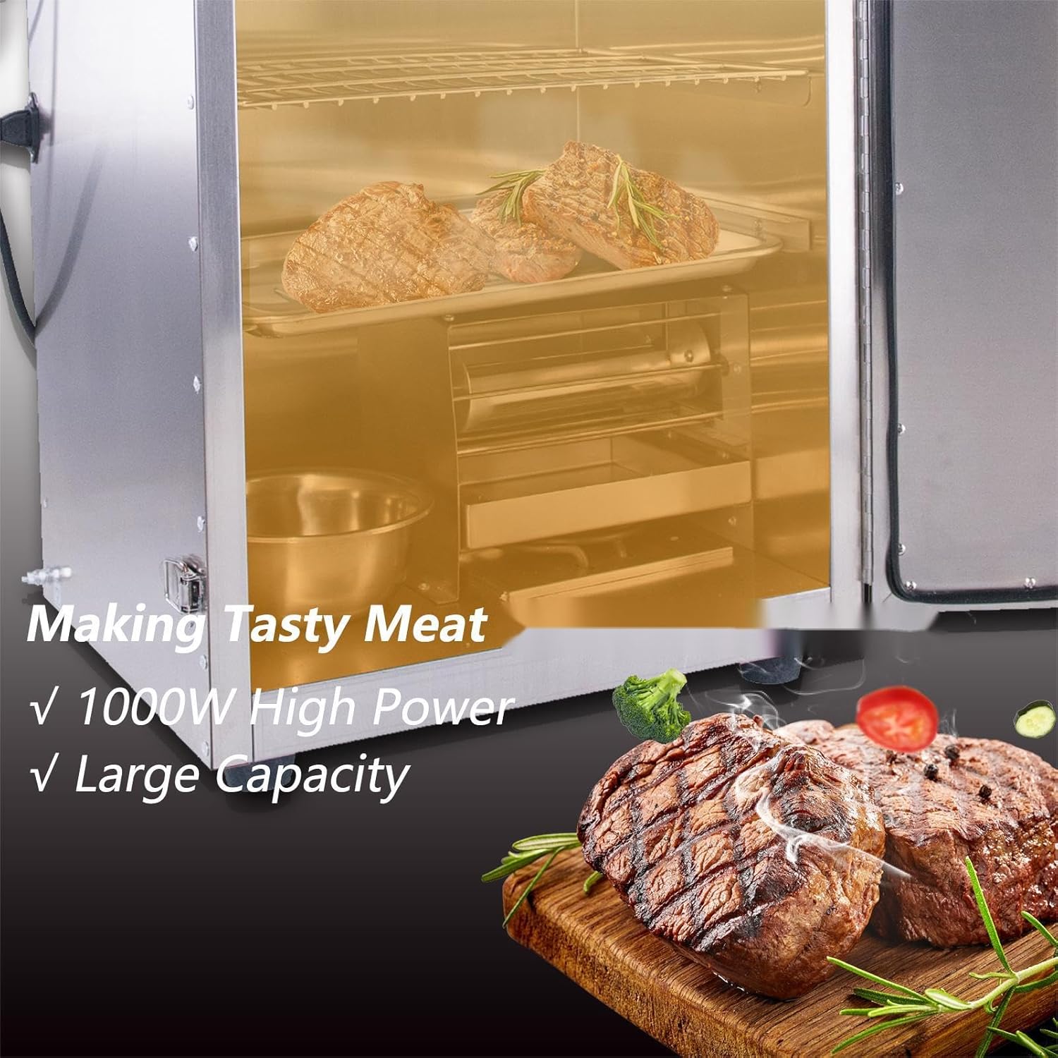 CLIVIA Electric Vertical BBQ Smoker, 4 Layers Outdoor Smoker Oven with Digital Temperature&Time Controller, Barbecue Cooking, Grilling Smoking for Fish, Sausage, Jerky (DSH-S20B)