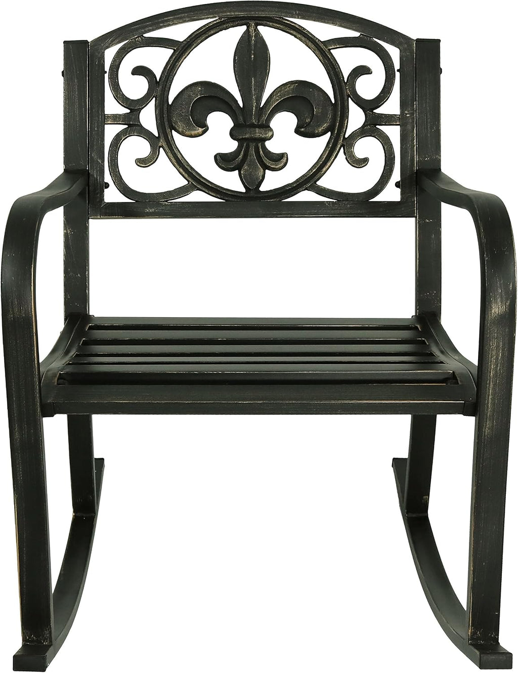 Sunnydaze Outdoor Rocking Chair for Lounging – Durable Metal Patio Chair with Cast Iron & Steel Frame – Ideal for Backyard, Lawn, or Garden – 275lb Capacity