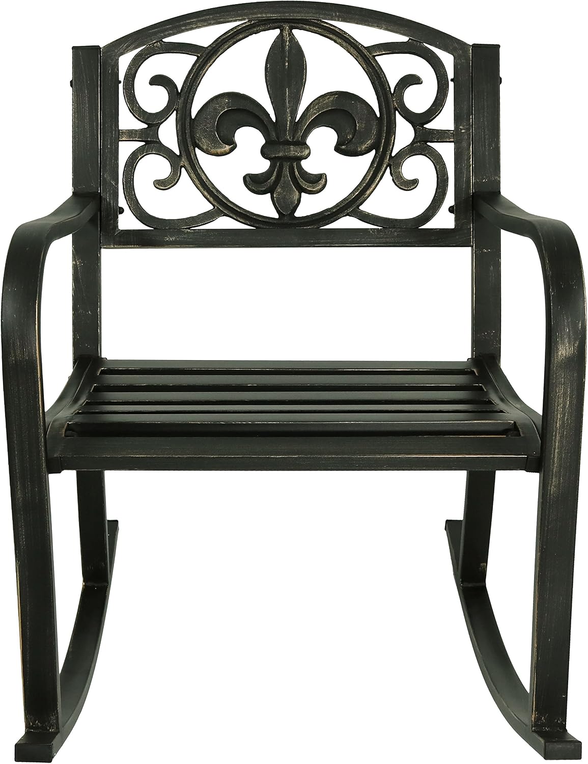 Sunnydaze Outdoor Rocking Chair for Lounging – Durable Metal Patio Chair with Cast Iron & Steel Frame – Ideal for Backyard, Lawn, or Garden – 275lb Capacity