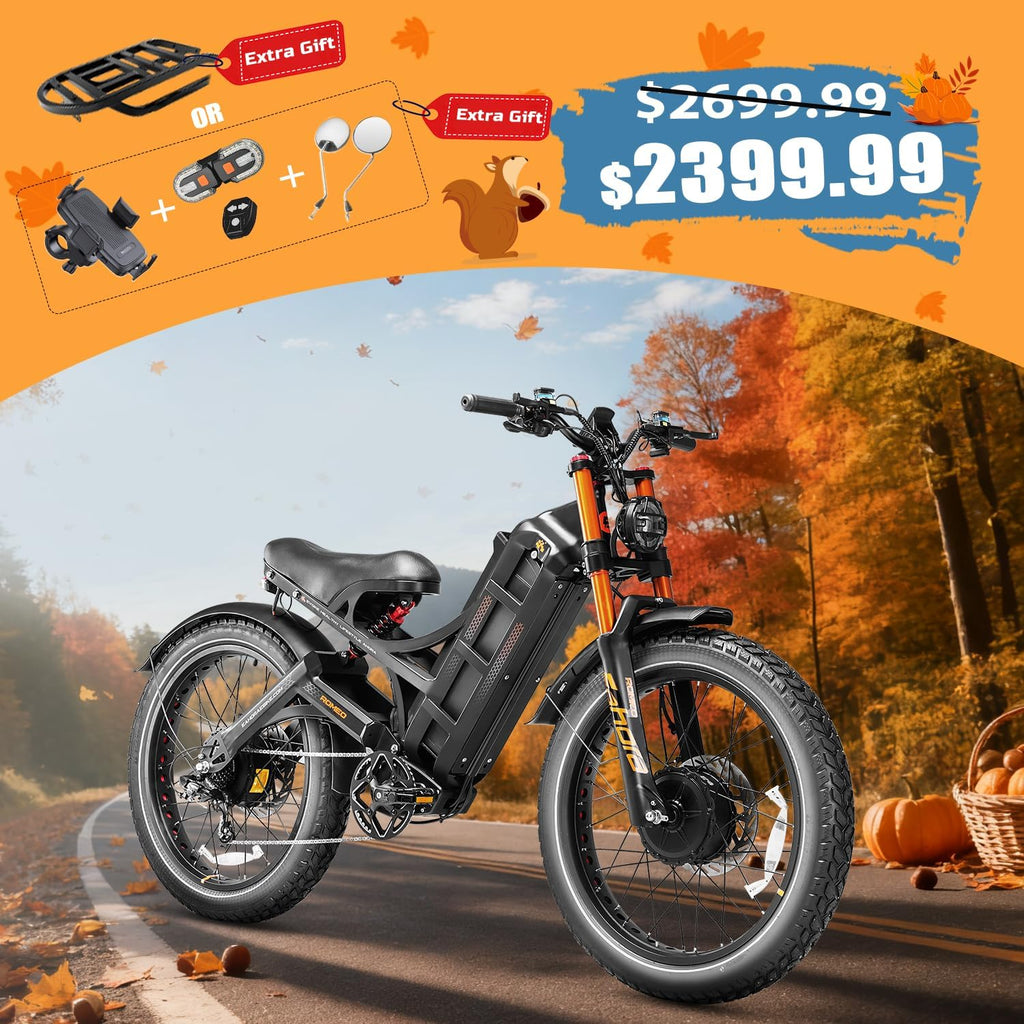 eAhora Romeo Pro 2 [2025 Version] Electric Bike for Adults, 4000W 46MPH Dual Motor Electric Bike,52V 70Ah 200+ Miles Long Range Ebike,26*4.0'' Fat Tire Electric Mountain Bike, Full Suspension& UL2849