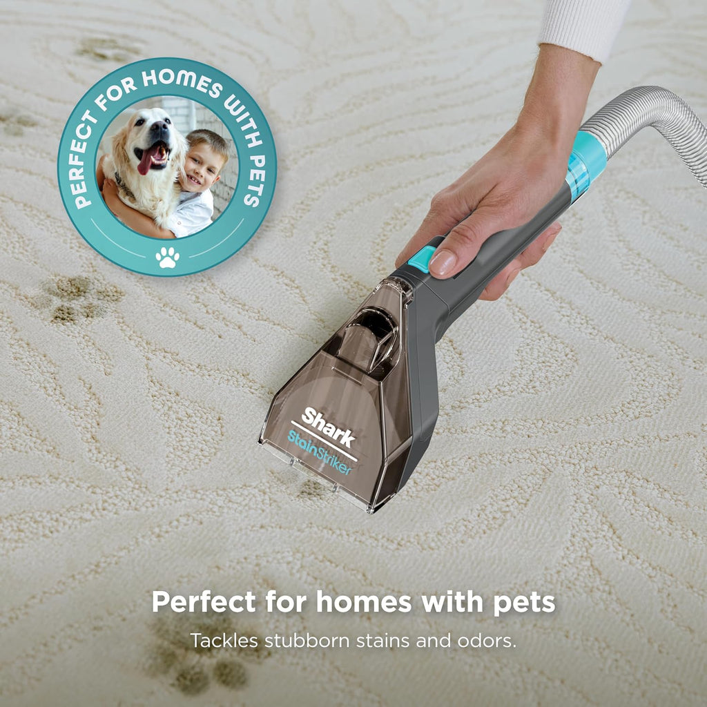 Shark StainStriker Portable Carpet & Upholstery Cleaner with On-Board Self-Cleaning, Spot, Stain, & Odor Eliminator, Includes 2 Cleaning Tools, 2 Cleaning Solutions, Charcoal, PX221BRN