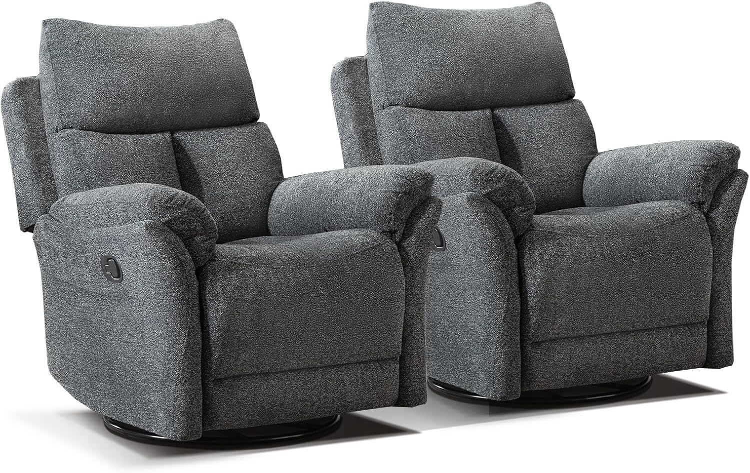 ANJ Swivel Rocker Recliner Chair Set of 2,Manual Fabric Nursery Rocking Recliner, Modern Rocking Reclining Chairs for Living Room, Bedroom, Small Space (Gray)