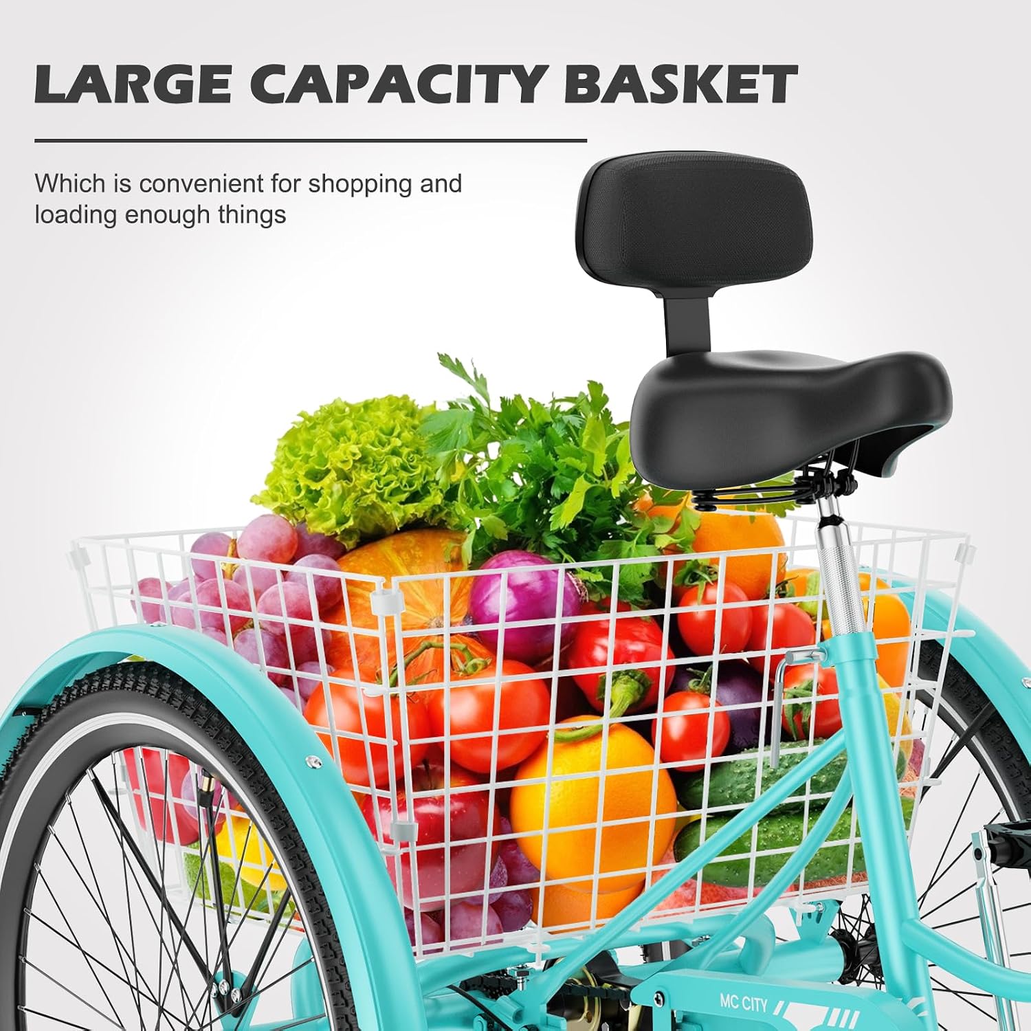 ABORON Adults Tricycle, 3 Wheels Bike for Adult, Tricycle for Adults, Double-Wall Wheel Rims, Tricycle for Women Men Exercise Outdoor Sports