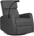 Evolur Maverick Upholstered Power Glider Recliner with Device Holder – Swivel, Rocking & Smooth Power Recline – Greenguard Gold & FSC Certified, Modern Nursery and Living Room Chair in Tempered Grey