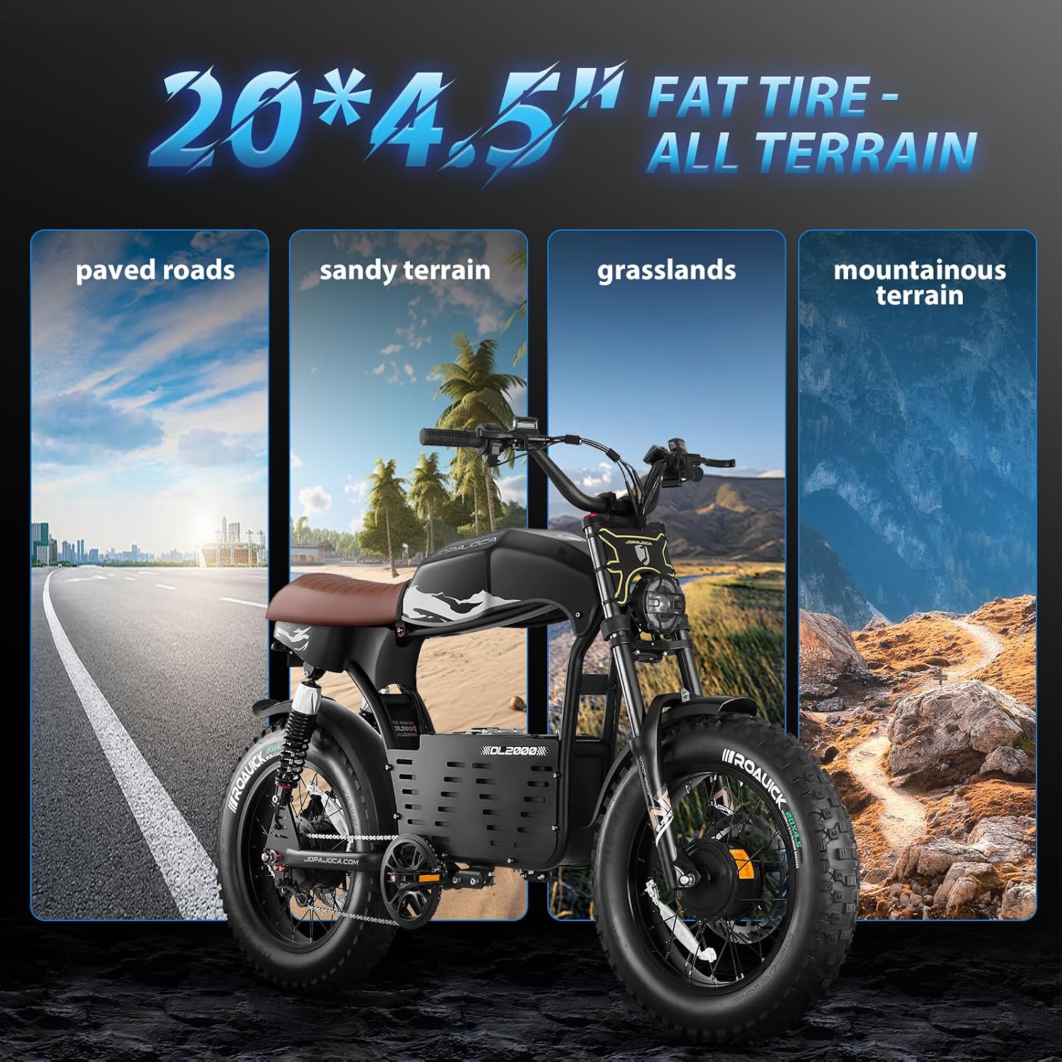 eAhora DL2000 (2025 Version) Electric Bike for Adults, Peak 4000W/1700W 44MPH/36MPH Dual/Single Motor Ebike, 52V 30Ah 60-90 Miles Long Range Electric Bicycle, Fat Tire Full Suspension Hydraulic Brake