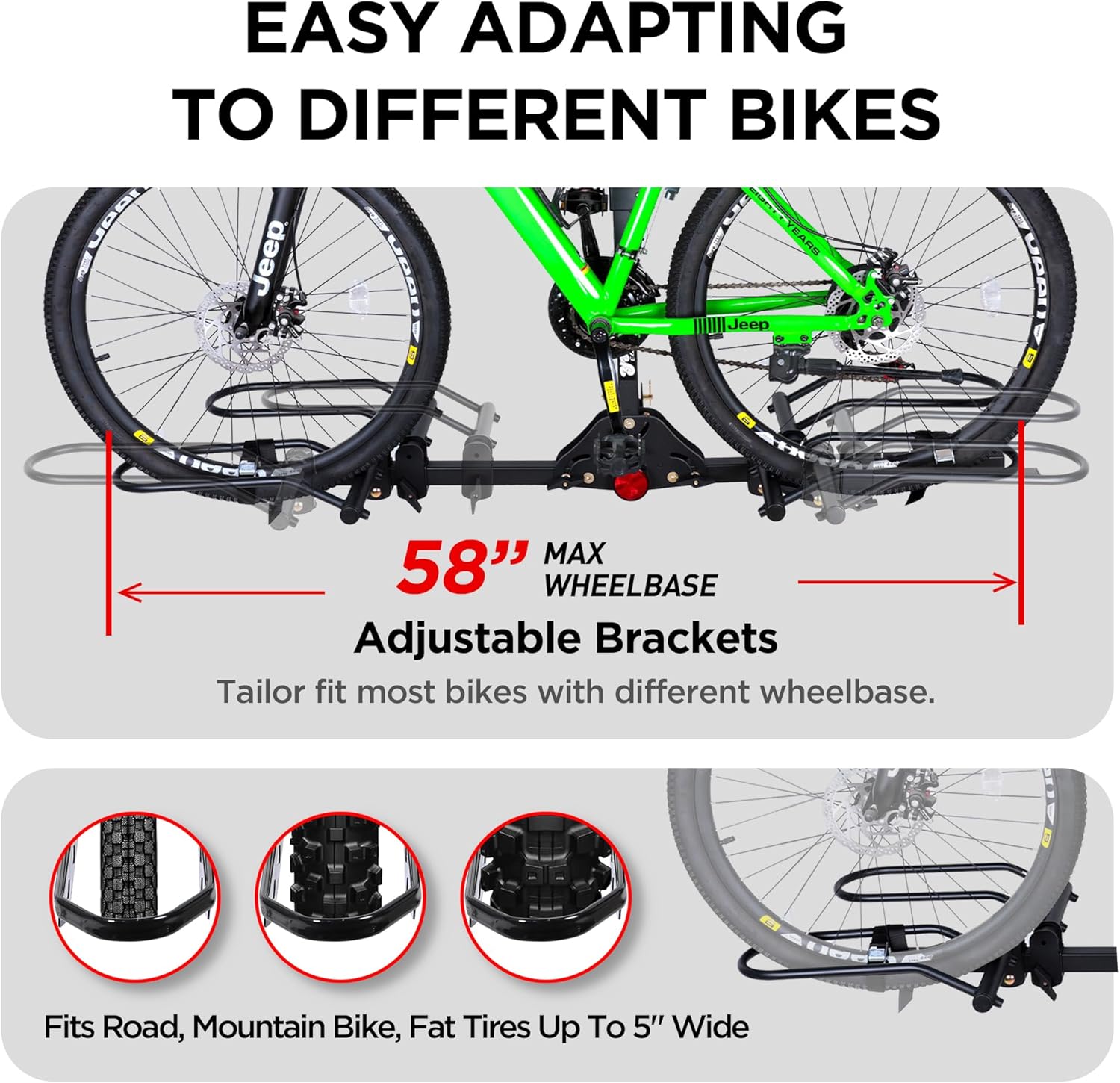 Young Bike Rack for Car, 200 lbs Capacity Hitch Mount 2-Bike Rack with Lock, Heavy Duty Carrier for Fat Tire Bikes Fits SUV Truck RV Van Trailer