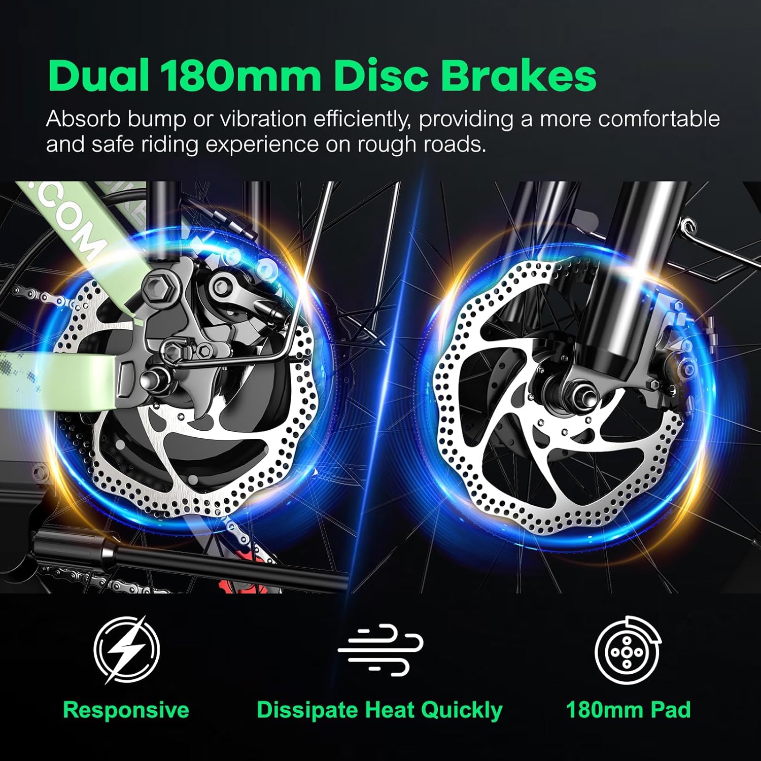 Foldable Electric Bike for Adults, 30+MPH, 48V 20Ah Removable Battery up to 80Miles, 20' Fat Tire 1000W Peak Dirt Ebike Adult Electric Bicycle for Commute Beach Mountain Flat Tube E Bike Green