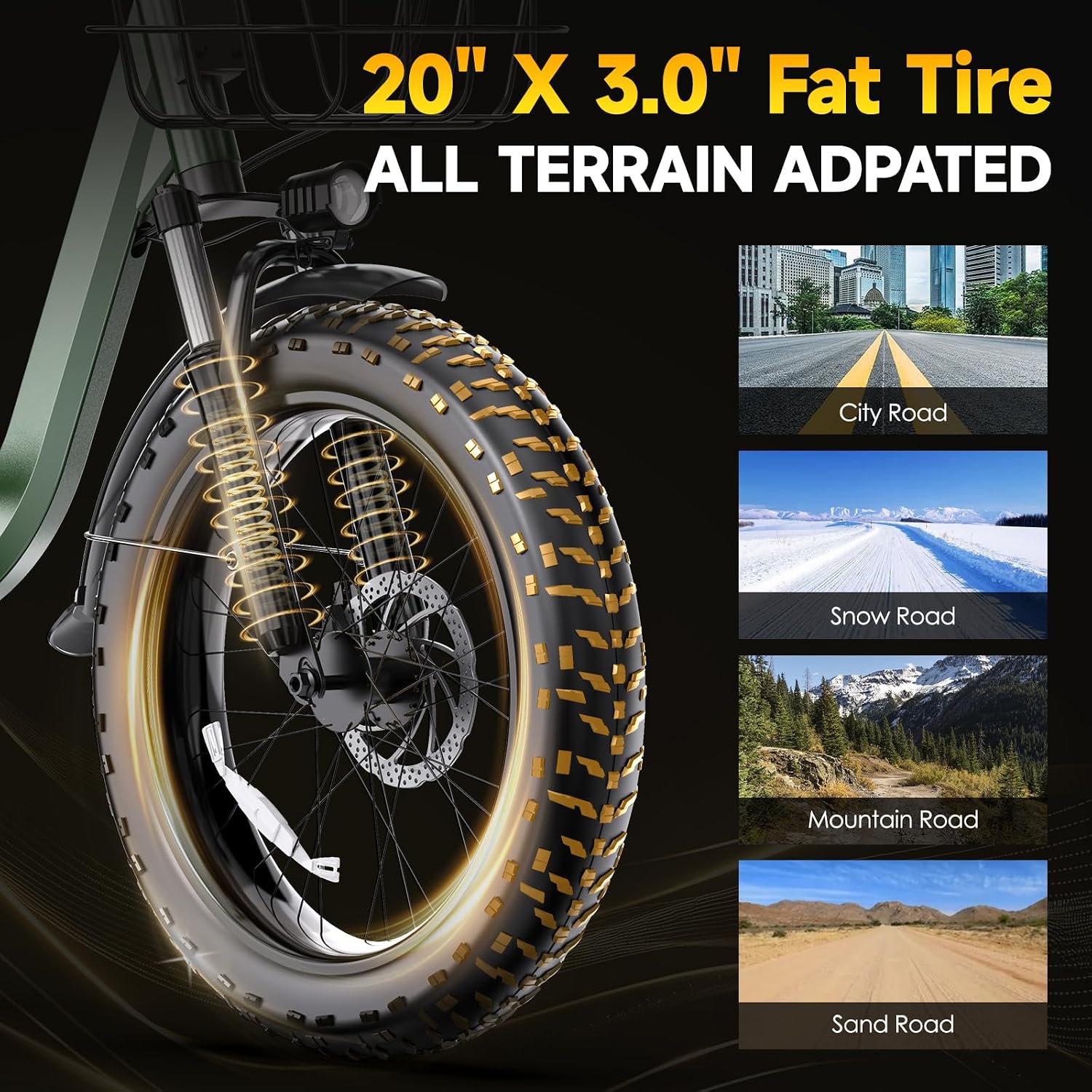 Electric Bike for Adults 20' Fat Tire 1300/1800W Peak Motor 52V 13/18.2AH Removable Battery 35/86 Miles PAS Range,20MPH,Folding EBike with Shimano 7 Speed and Adjustable Seat
