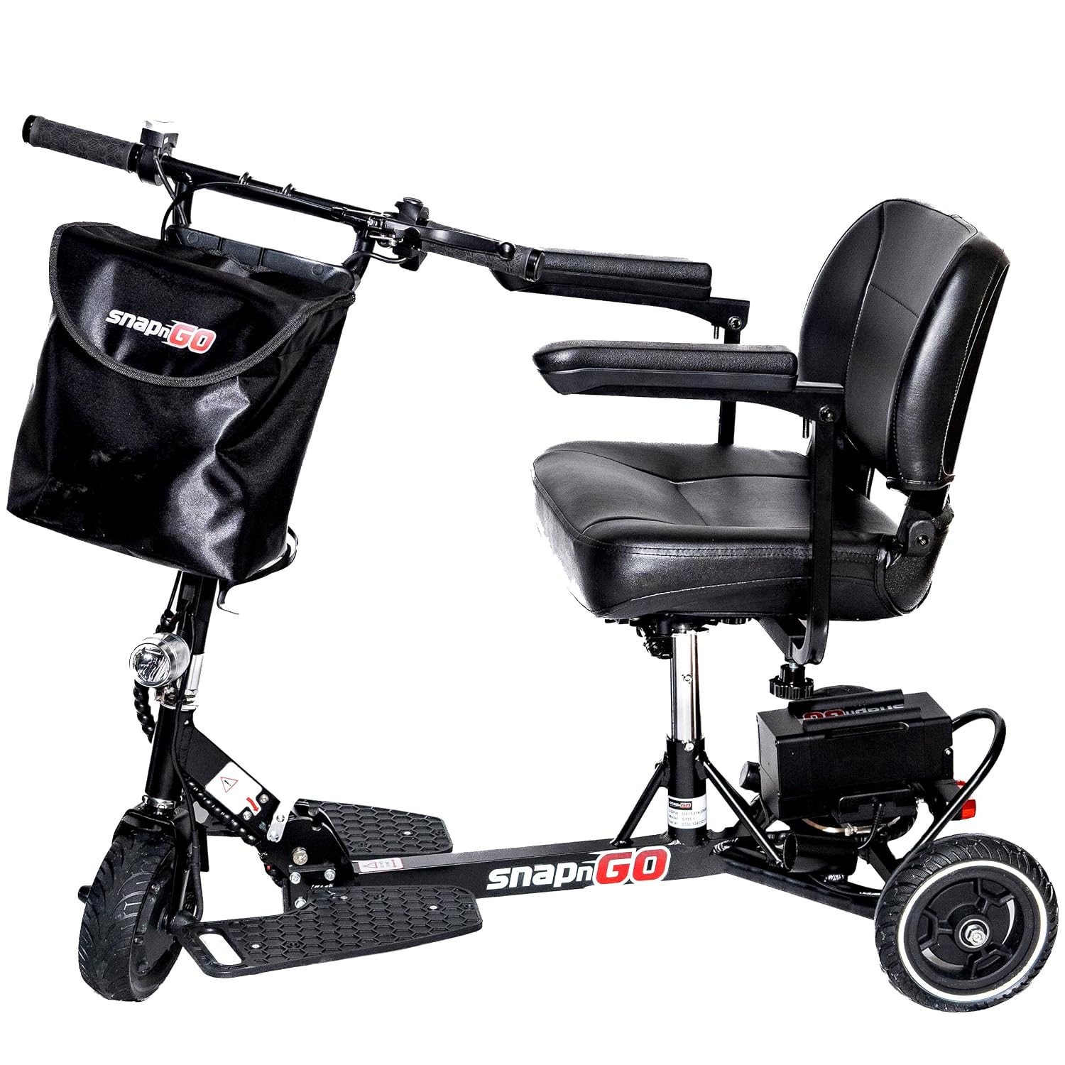SNAPnGO Three Wheel Portable Mobility Adult Scooter - Aircraft-Grade Aluminum Frame for Top Speeds of 5mph and 13-Mile Range - Folding Feature, 250W Motor, Quick Charge 36V Lightweight Battery