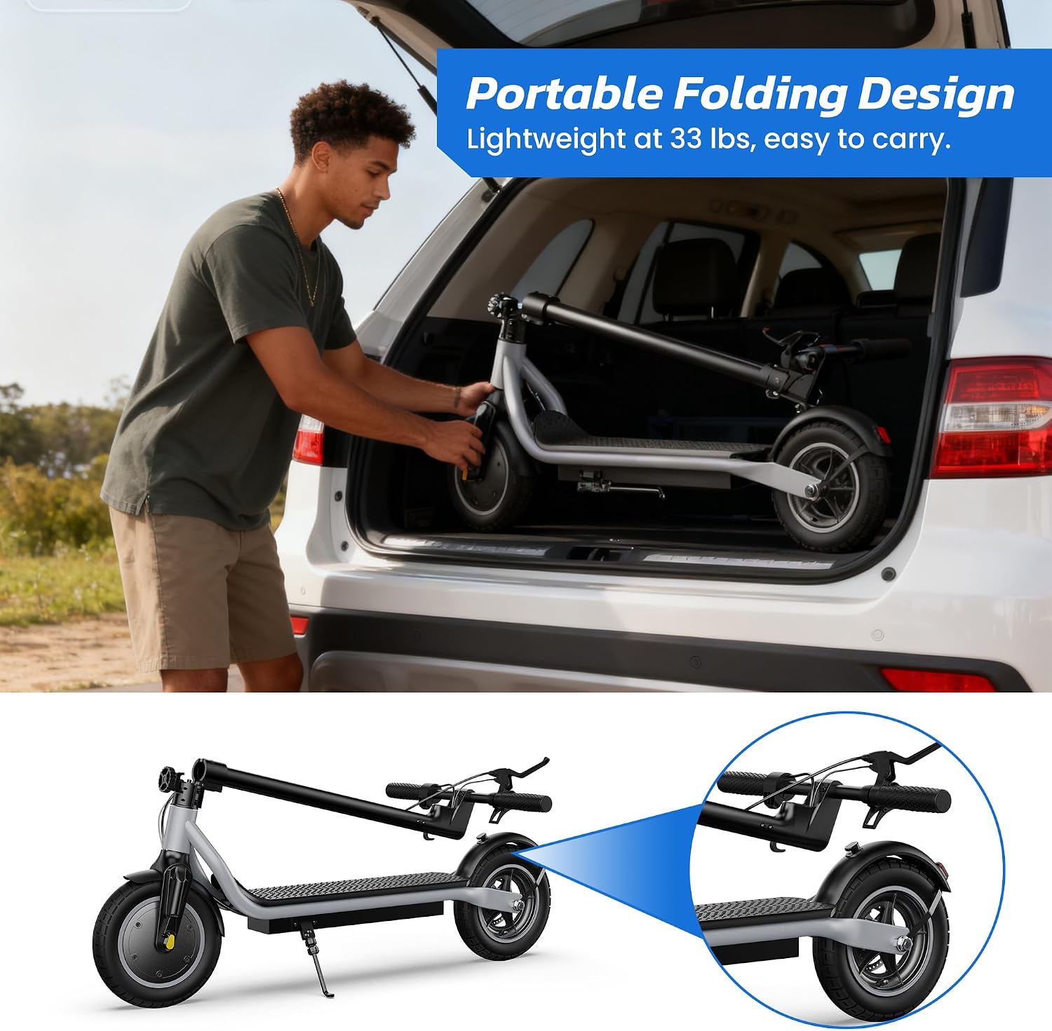 Electric Scooter, 500W/750W Powerful Motor, 22/25 MPH Top Speed & 23/28 Miles Range, 9.3'/10' Tires, Foldable Commuter Scooter for Adults and Teens with Dual Braking,Cruise Control,APP Control