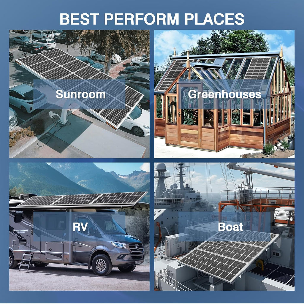 300 Watt Solar Panel 18BB Monocrystalline 25% High Efficiency 300w Solar Panels for 12v/24v System MC4 Connectors for Home, RV, Roof, Boat, Camping and Other Off-Grid (300w*1)