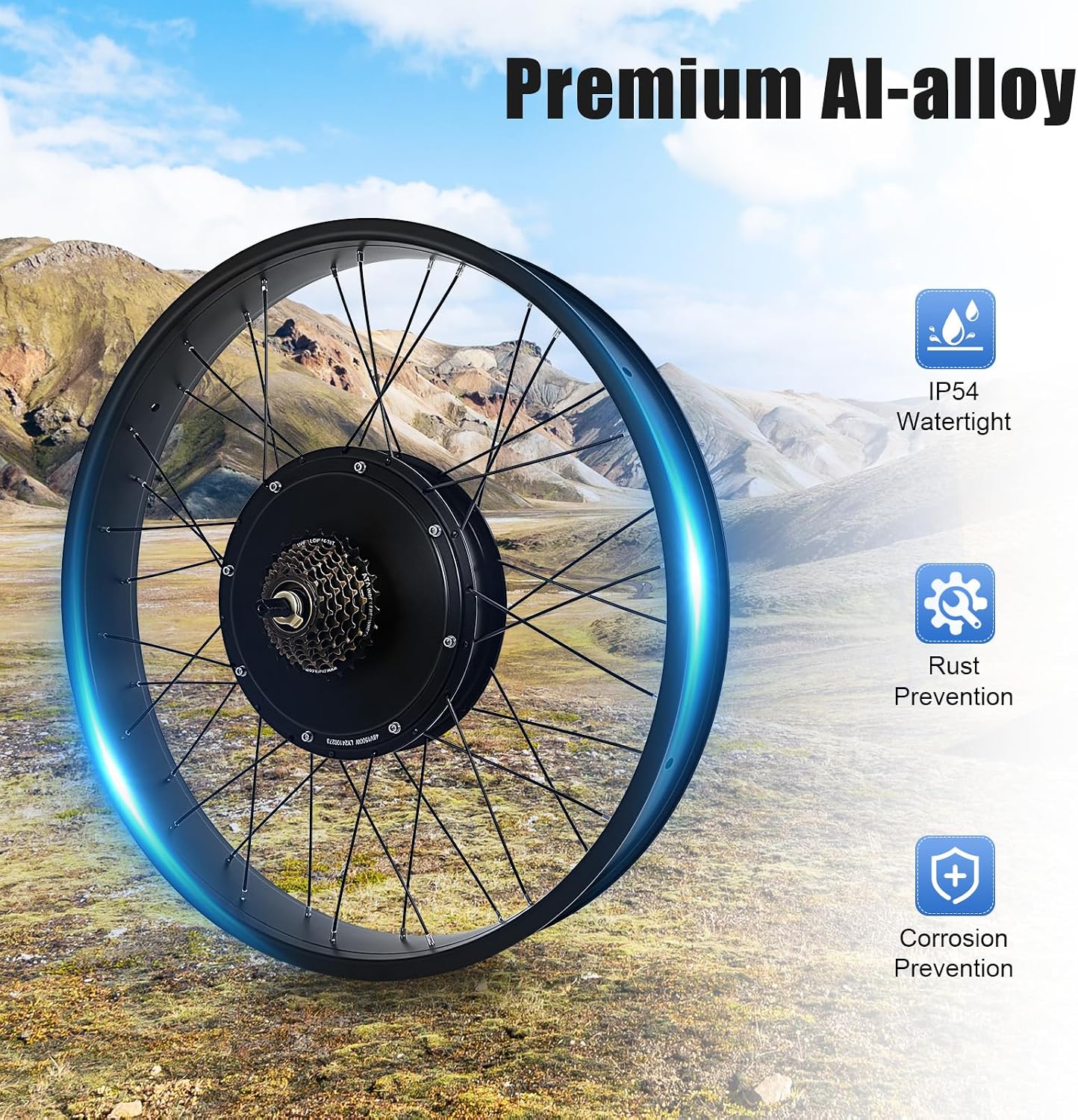 26' Rear Wheel Motor 48V 1500W Electric Bike Conversion Kit with LCD Display, Rear Wheel E-Bike Conversion Kit for Fat Snow Tire Electric Bicycle