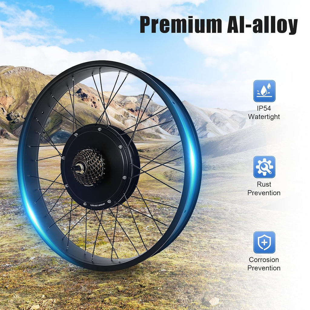 Electric Bike Conversion Kit, 48V 1500W 26' Rear Wheel E-Bike Hub Motor Kit Upgrade 3 Mode Controller w/PAS/LCD Display/Twist Throttle Ebike Bicycle Wheel Kit for Turn Pedal Bike into Ebike