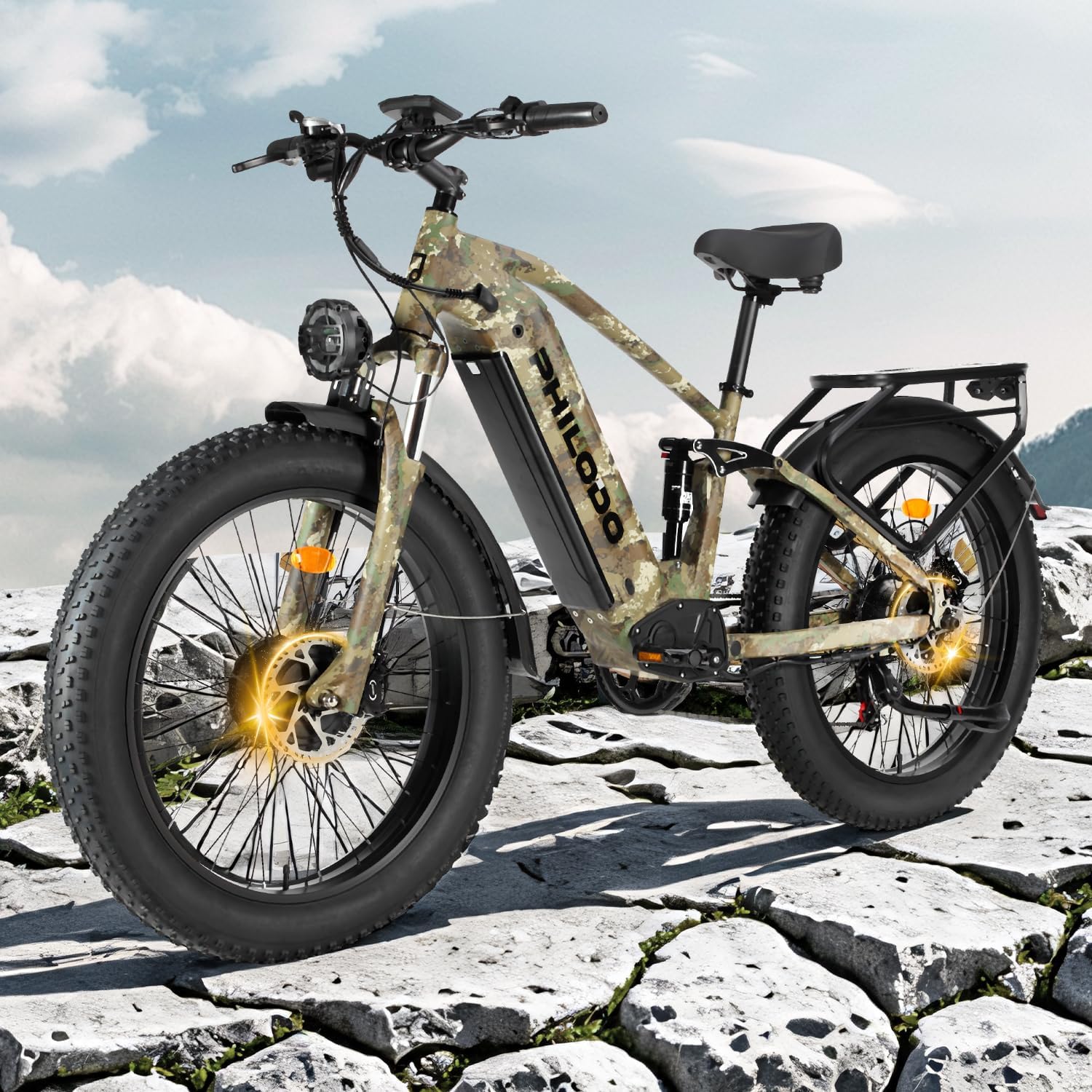 Falcon 60V 32AH Off-Road Electric Bike - 5000W Dual Motor Hunting Ebike, Fat Tire Full Suspension Dirt Bike for Adults, Long Range Snow/Sand Electric Bicycle