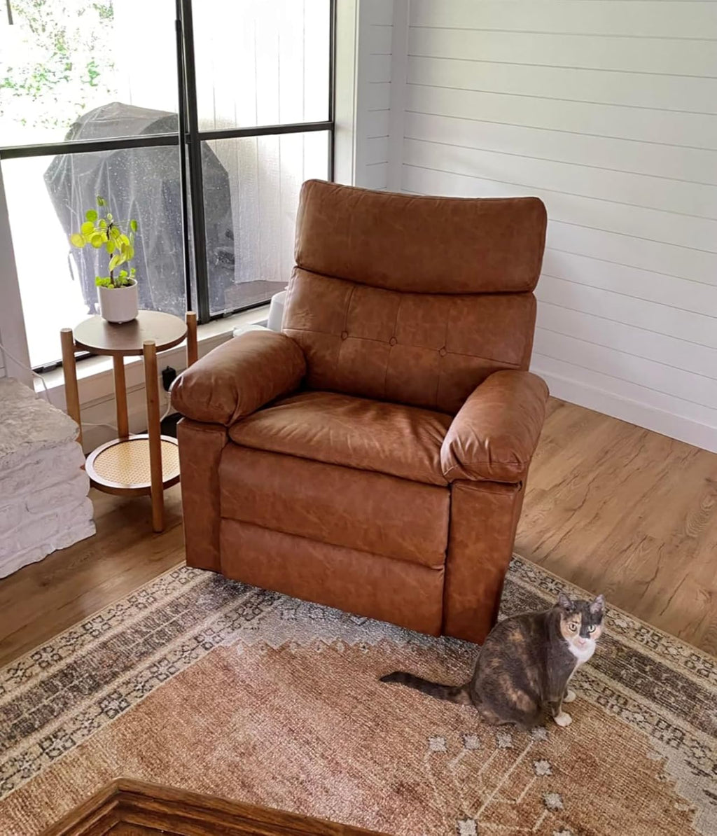GarveeHome Power Rocker Swivel Recliner Chair - Heat and Massage, PU Leather Electric Glider Rocking Chair with USB Port, Glider Recliner Nursery Chair for Living Room, Bedroom, Nursery