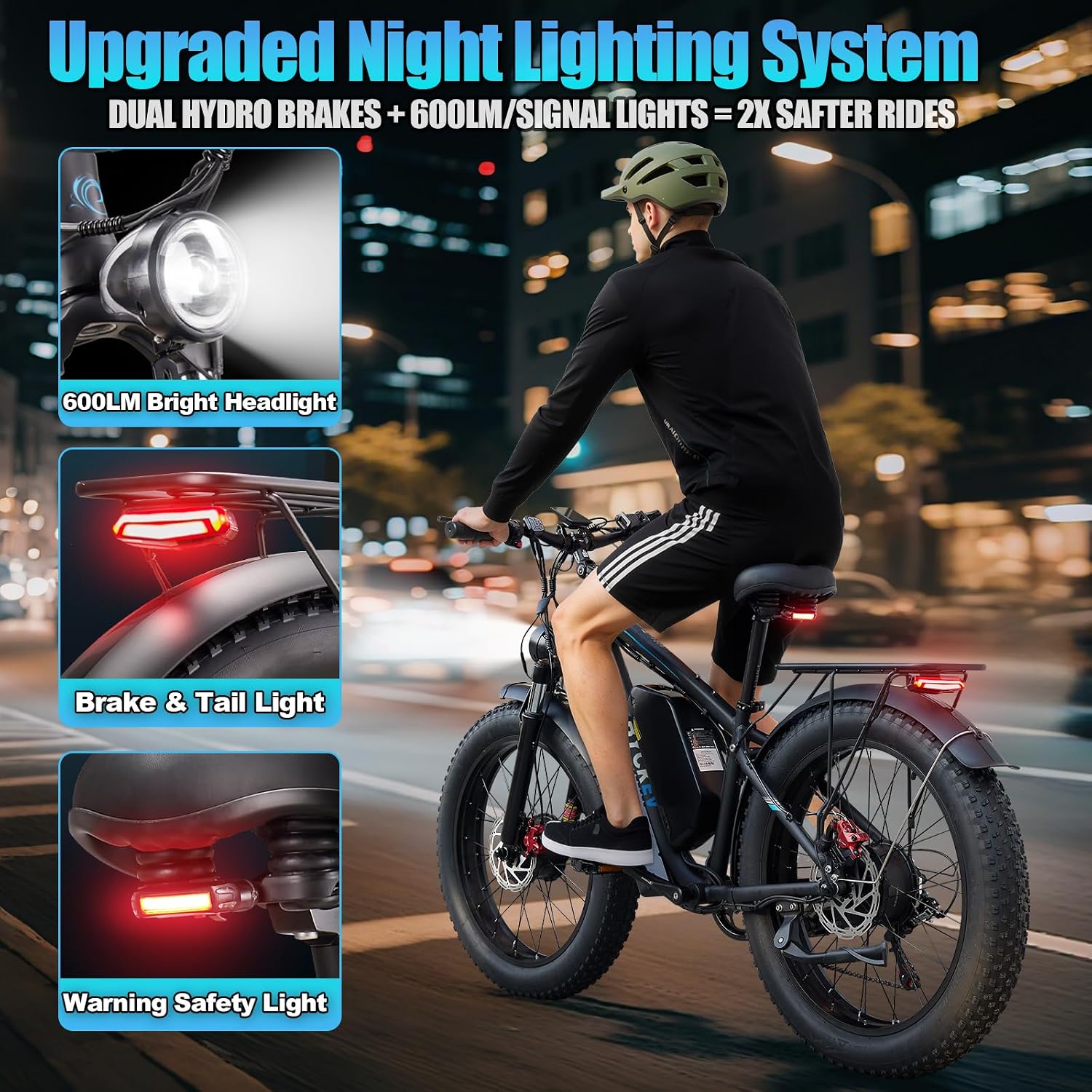 8000W Peak Electric Bike 60V 26Ah Dual Motor Ebike for Adults, 47MPH Up to 100Miles Fast Ebike, 24Inches Fat Tire E Bike,Lockable Suspension Mountain E-bike for Snow Hunting Off-Road Sand Commuter