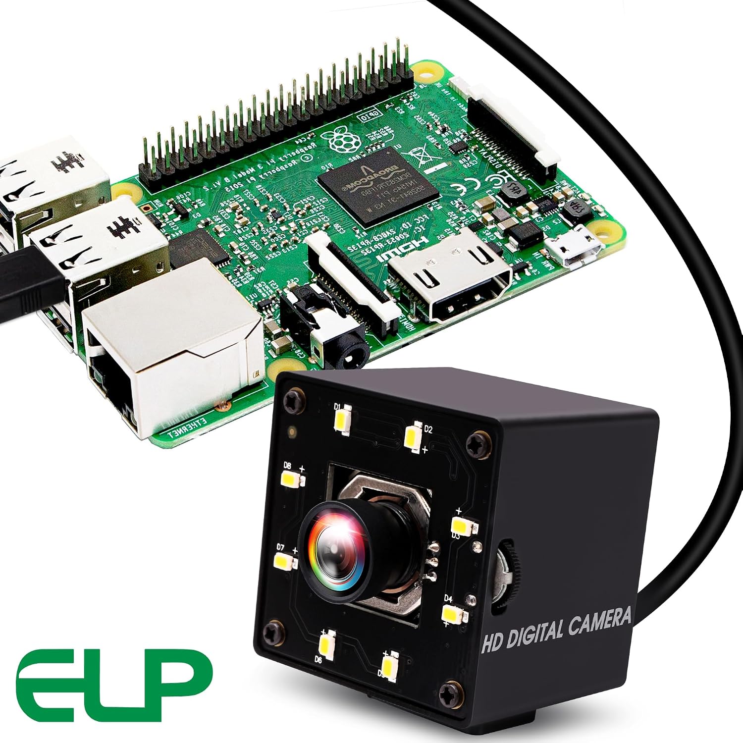 ELP 4K USB Camera Night Vision 8mp Autofocus Webcam for Computer Mini UVC USB2.0 Lightburn Camera IMX415 USB Security Camera PC Camera for Raspberry pi Jetson Nano (100degree No Distortion Lens)