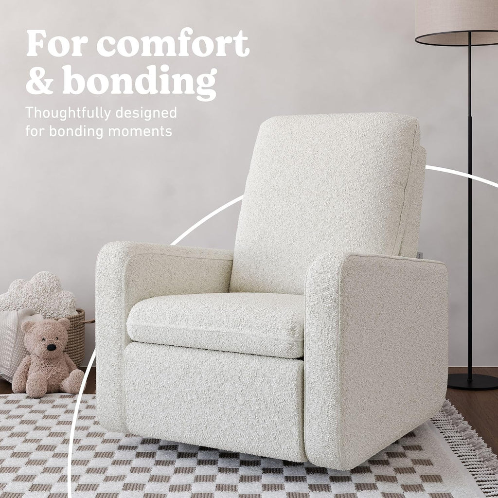 Graco Teddi Power Recliner Swivel Glider, Electronic Power Recline, Oeko-TEX 100 Certified, USB-A & USB-C Charger, Premium Cushioning & Comfort – (Ivory Boucle)