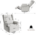 May in Color Swivel Recliner Chair with Extra Large Footrest, Comfy Upholstered Glider Rocking Chair for Living Room, Bedroom and Ofice, Grey