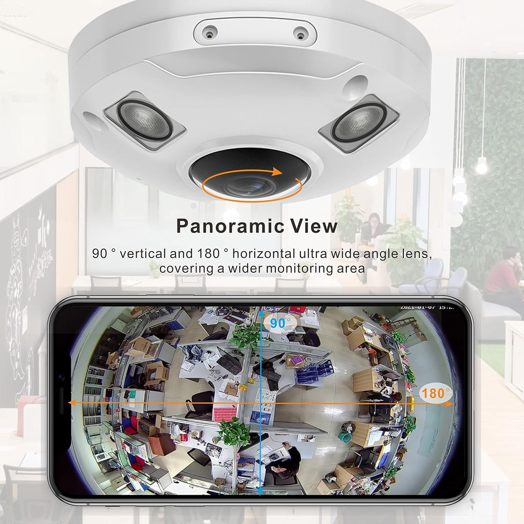 4K POE IP Fisheye Camera, 1.7mm Lens, 49ft Infrared, WDR, Metal housing, IP66 Water-Proof Indoor&Outdoor Panoramic Security Camera(Compatible with Hikvision/Dahua NVRs)