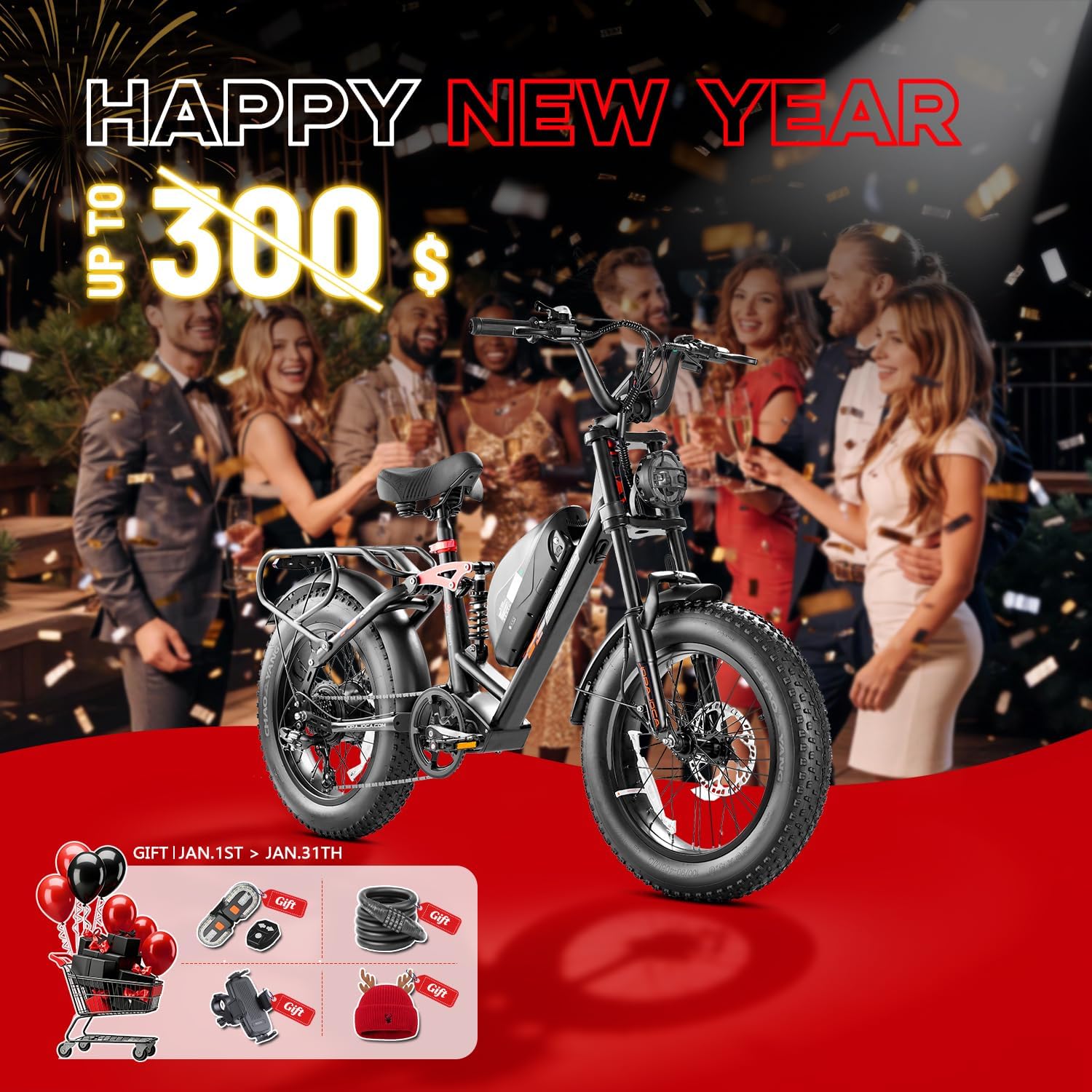 eAhora 2026 Luna/Terra 3000W/1500W 33MPH Dual Motor Ebike for Men Women, 20/15Ah 80+ Mi Long Range Electric Bike for Adults, 20' Fat Tire Full Suspension All-Terrain E-Bike with Hydraulic Disc Brake