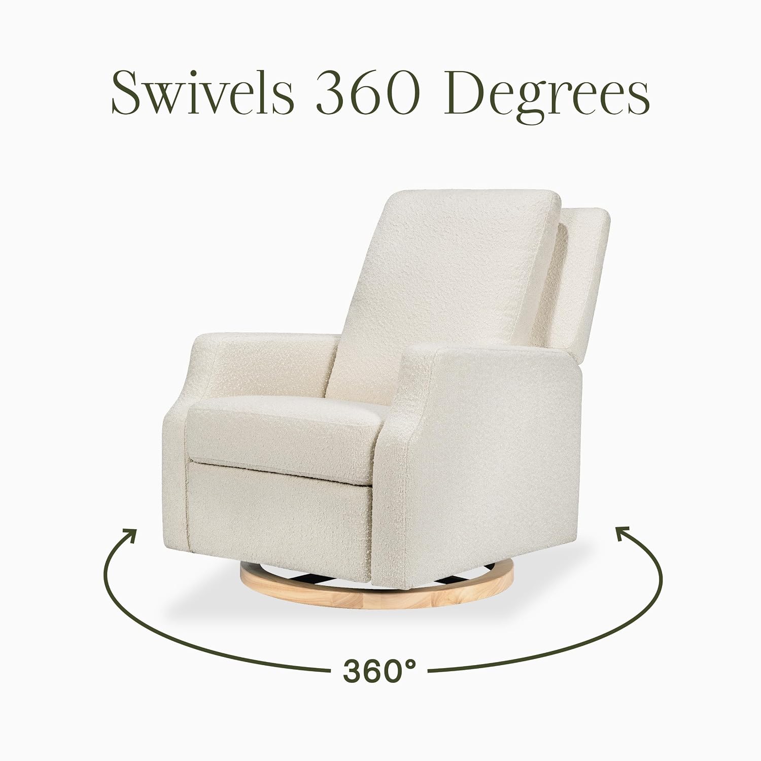 Namesake Crewe Glider Recliner Nursery Chair - GREENGUARD Gold & Certi-PUR US Certified Rocker Recliner - Glider Rocking Chair for Nursery & Living Room - Manual, 360° Swivel, Ivory