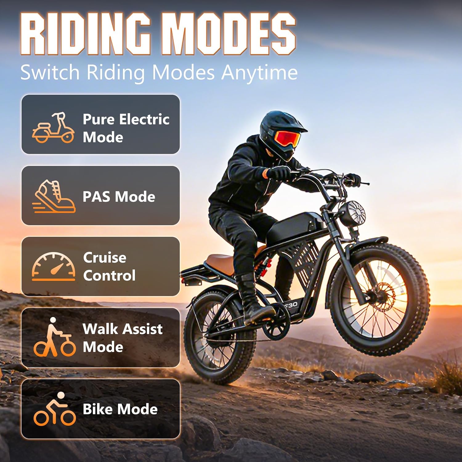 ASKGO Electric Bike for Adults, 2500W Peak Motor, 32MPH & 100 Miles, 48V 20Ah Large Battery, NFC & Password Unlock, Electric Dirt Bike with LCD, Dual Suspension & Brakes, 20' Fat Tire Off-Road Ebike