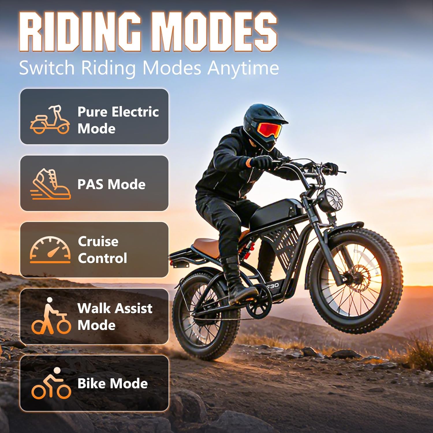 ASKGO Electric Bike for Adults, 2500W Peak Motor, 32MPH & 100 Miles, 48V 20Ah Large Battery, NFC & Password Unlock, Electric Dirt Bike with LCD, Dual Suspension & Brakes, 20' Fat Tire Off-Road Ebike