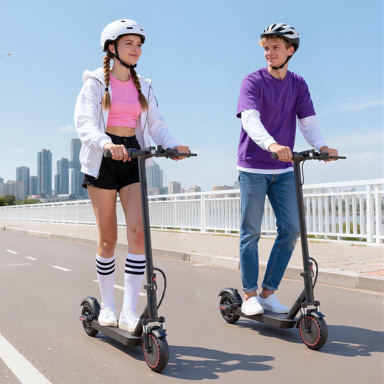 Aovowheel Electric Scooter for Adults, Folding E Scooter with 250W-500W Motor 16-24 Mph Top Speed, Max 15-60Miles Long Range,6.5''/8.5''/10''/14'' Solid Tires Commuting Scooters, Dual Brakes