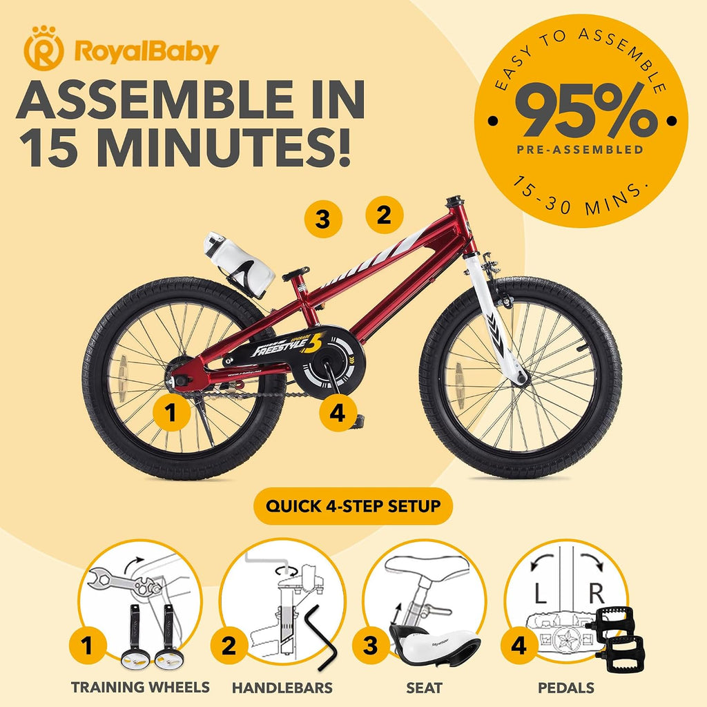 RoyalBaby Kids Bike with Dual Handbrake for Beginners,12 14 16 18 20 Inch Bicycle for Boys & Girls Ages 3-10 Years