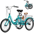 VIRIBUS Folding Tricycle for Adults, 20 inch Foldable Adult Tricycle 1 or 7 Speed Speed with Basket, Folding 3 Wheel Bikes for Adults Senior Women Men, Collapsible Mini Trike, Three Wheeler 330lb.