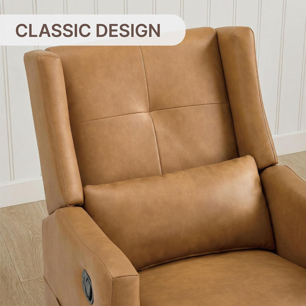 KISLOT Upholstered Recliner Swivel Glider Nursery Chair Reclining Performance Fabric Rocker with Wood Base,Boucle,Moss Green