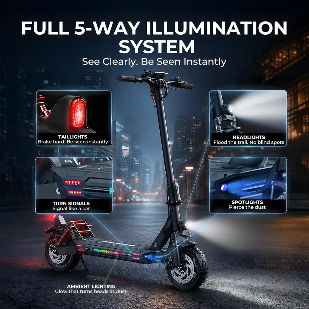 isinwheel GT1 Electric Scooter Adults, 28MPH Top Speed, 28Miles Range, 800W Motor, 330LBS Load, Off-Road Scooter for Adults with Turn Signal