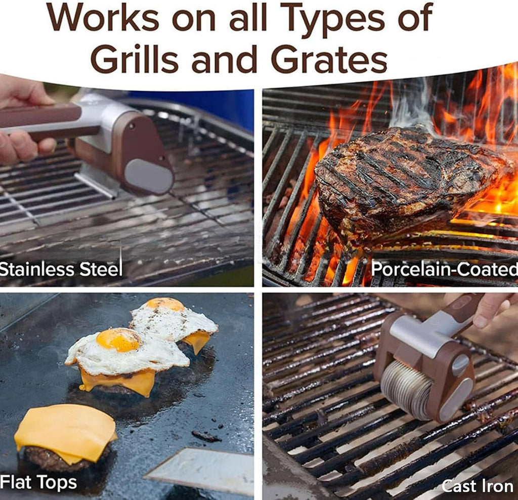 Electric Grill Cleaner Spinning Grill Brush Cordless Electric Grill Brush with Led Light Removable Stainless Steel Drum,Suitable for Blast Away Burnt-On Food