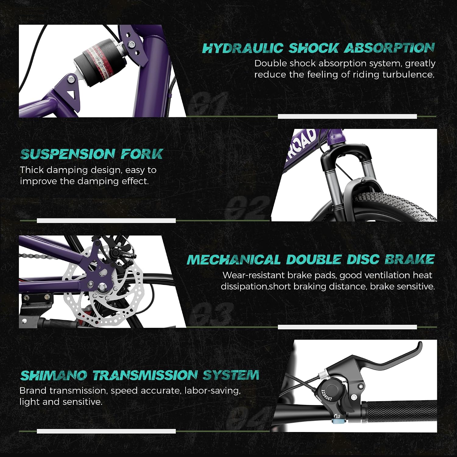 26 Inch Adult Folding Bikes/Mountain Bikes, 21 Speeds Mountain Bicycles with Full Suspension, Dual Disc Brake, High Carbon Steel Frame, Foldable Bike for Men/Women/Teen, Multiple Colors