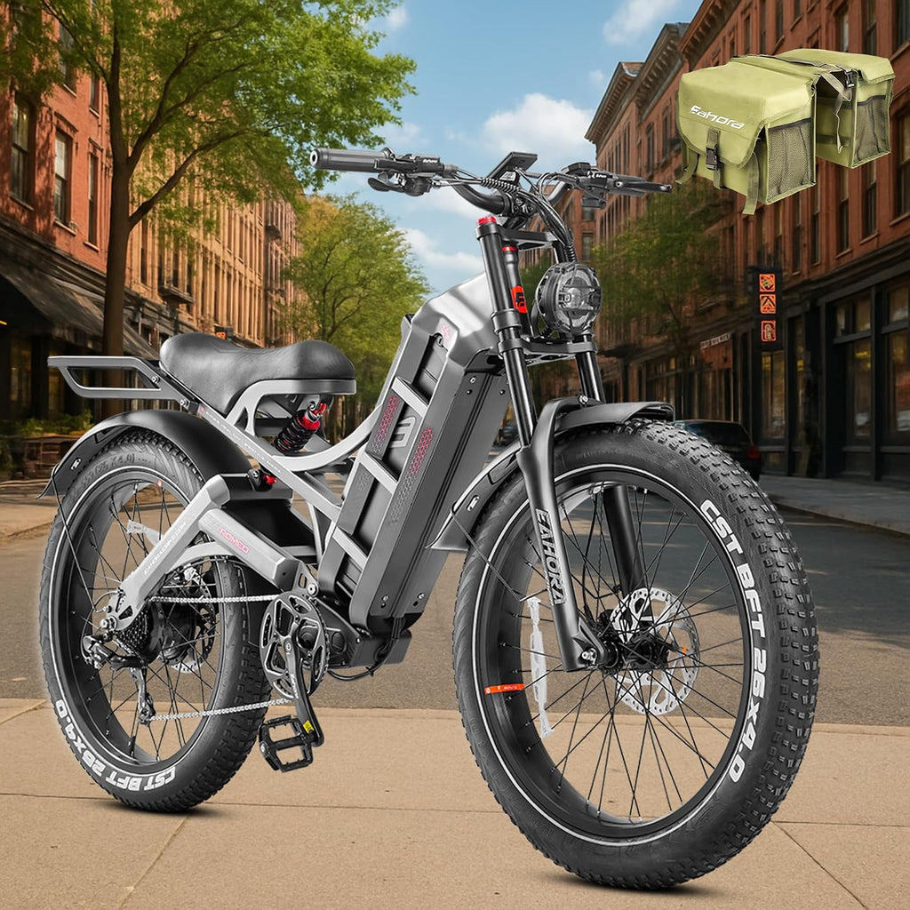 eAhora 2026 Romeo Pro 3 50MPH Electric Bike for Adults 5600W Dual Motor E Bike 60V/80Ah 250 Miles Long Range Electric Bicycle,26 * 4.0 Fat Tire Full Suspension Electric Mountain Bike Delivery Commute