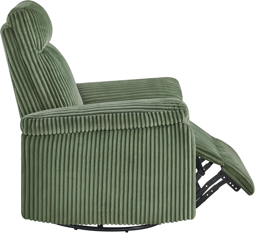 KISLOT Swivel Rocker Recliner for Adults, Corduroy 360 Degree Swivel Glider Recliner Manual 3-Position Adjustable Easy Assembly for Small Space Living Room Nursery Bedroom