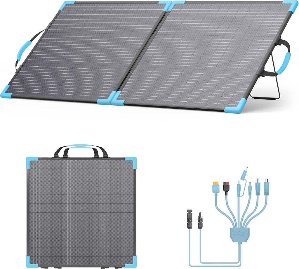 110W Bifacial Portable Solar Panel Suitcase, 23.5% High Efficiency ETFE Foldable Solar Charger for Power Station,IP68 Waterproof 2 Reinforced Kickstands for RV Camping Off-Grid Blackouts