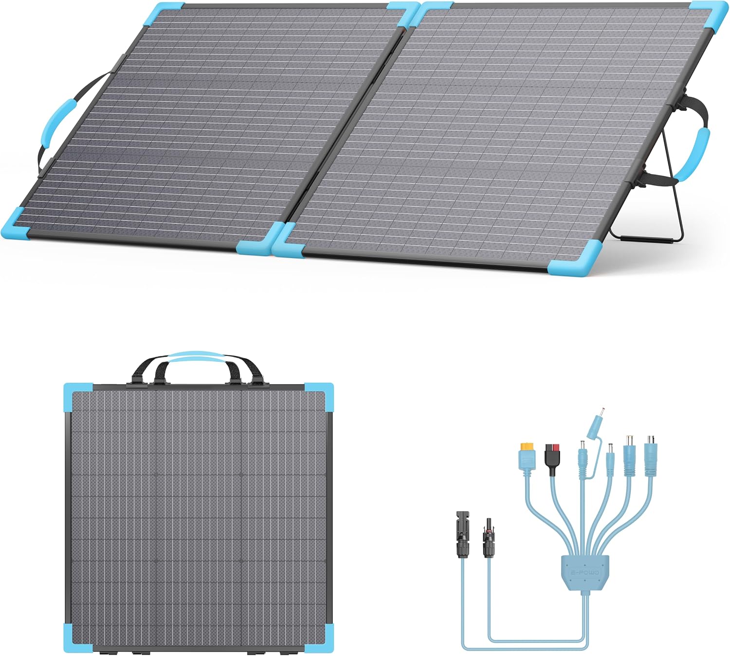 110W Bifacial Portable Solar Panel Suitcase, 23.5% High Efficiency ETFE Foldable Solar Charger for Power Station,IP68 Waterproof 2 Reinforced Kickstands for RV Camping Off-Grid Blackouts