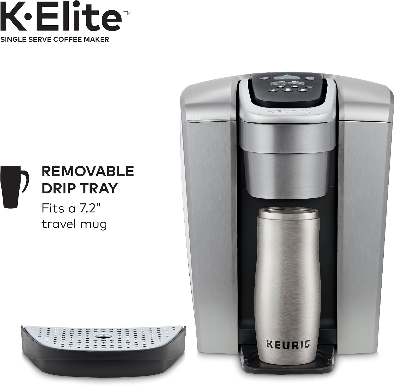 Igloo Automatic Self-Cleaning Portable Electric Countertop Ice Maker Machine with Handle, 26 Pounds in 24 Hours & Keurig K-Elite Single-Serve K-Cup Pod Coffee Maker, Brushed Silver