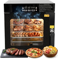 CLIVIA 3-in-1 Countertop Electric Smoker & Oven, 500°F High-Heat Roaster & Dehydrator, Stainless Steel with Viewing Window, 2-Tier Adjustable Racks, Side-Loading Wood Chip Box for Jerky, Baking & BBQ