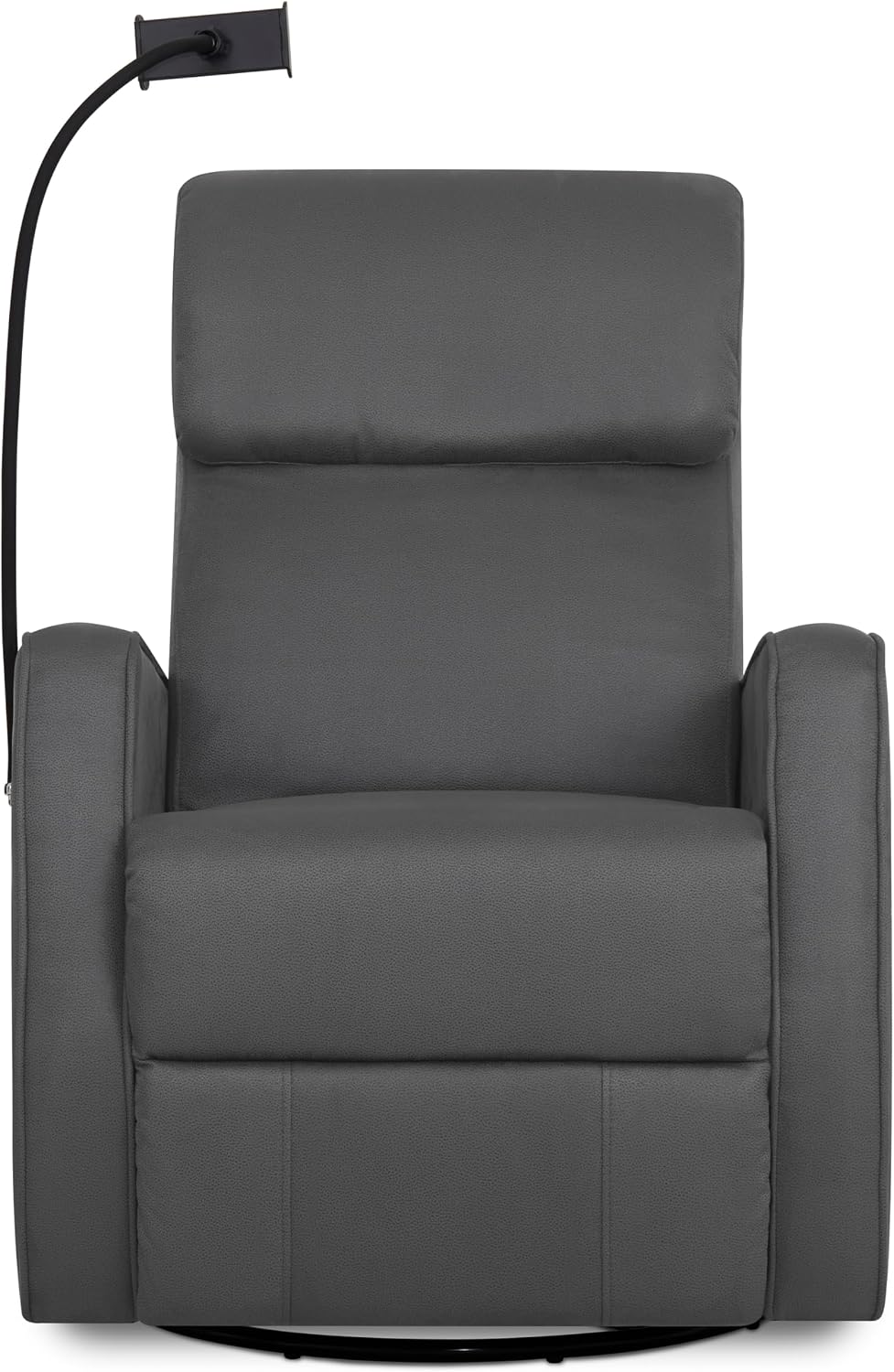 Evolur Maverick Upholstered Power Glider Recliner with Device Holder – Swivel, Rocking & Smooth Power Recline – Greenguard Gold & FSC Certified, Modern Nursery and Living Room Chair in Tempered Grey