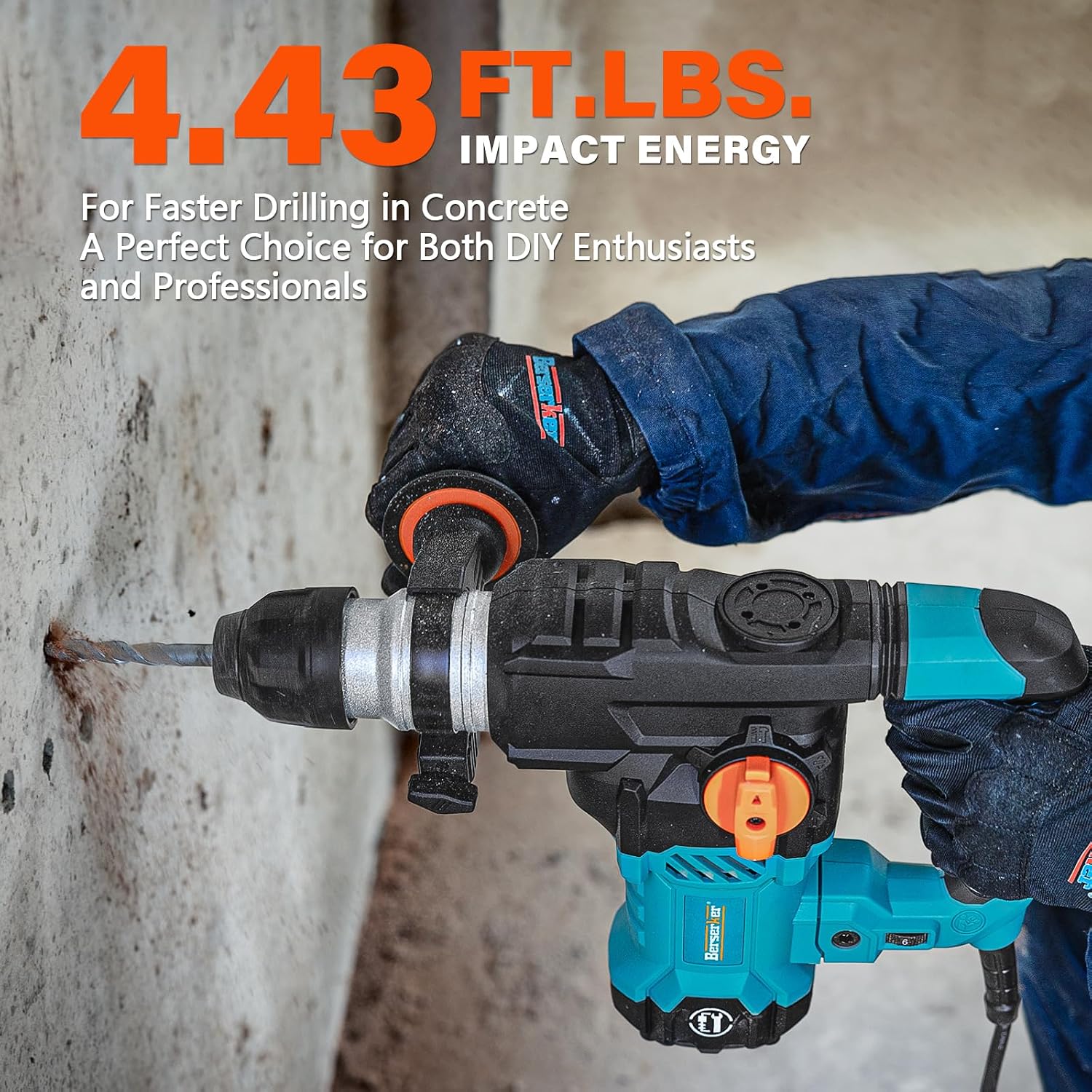 Berserker 1-1/4' SDS-Plus Rotary Hammer Drill with Vibration Control,Safety Clutch,12.5 Amp 4 Functions Corded Rotomartillo for Concrete-Including 3 Drill Bits,Flat Chisel,Point Chisel,Carrying Case