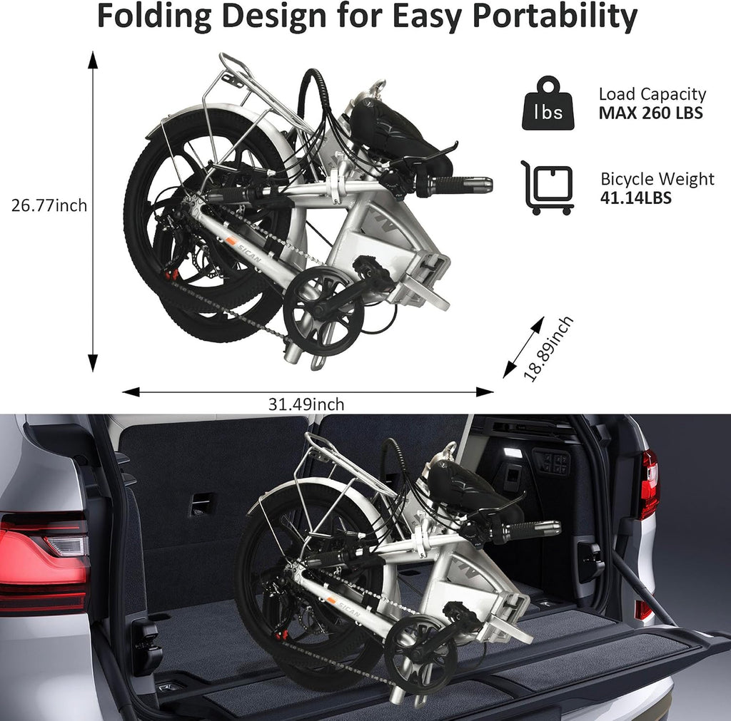 Electric Bike for Adults, 1000W Peak Motor & 35Mph, 7-Speed Foldable Bicycles for Commuter, Travel, Outdoor, Camping