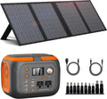 300W Portable Power Station 260Wh Outdoor Solar Generators Mobile Lithium Battery Pack 110V Outlet Solar Power Bank Camping Power Supply for Laptop with 60W Solar Panel