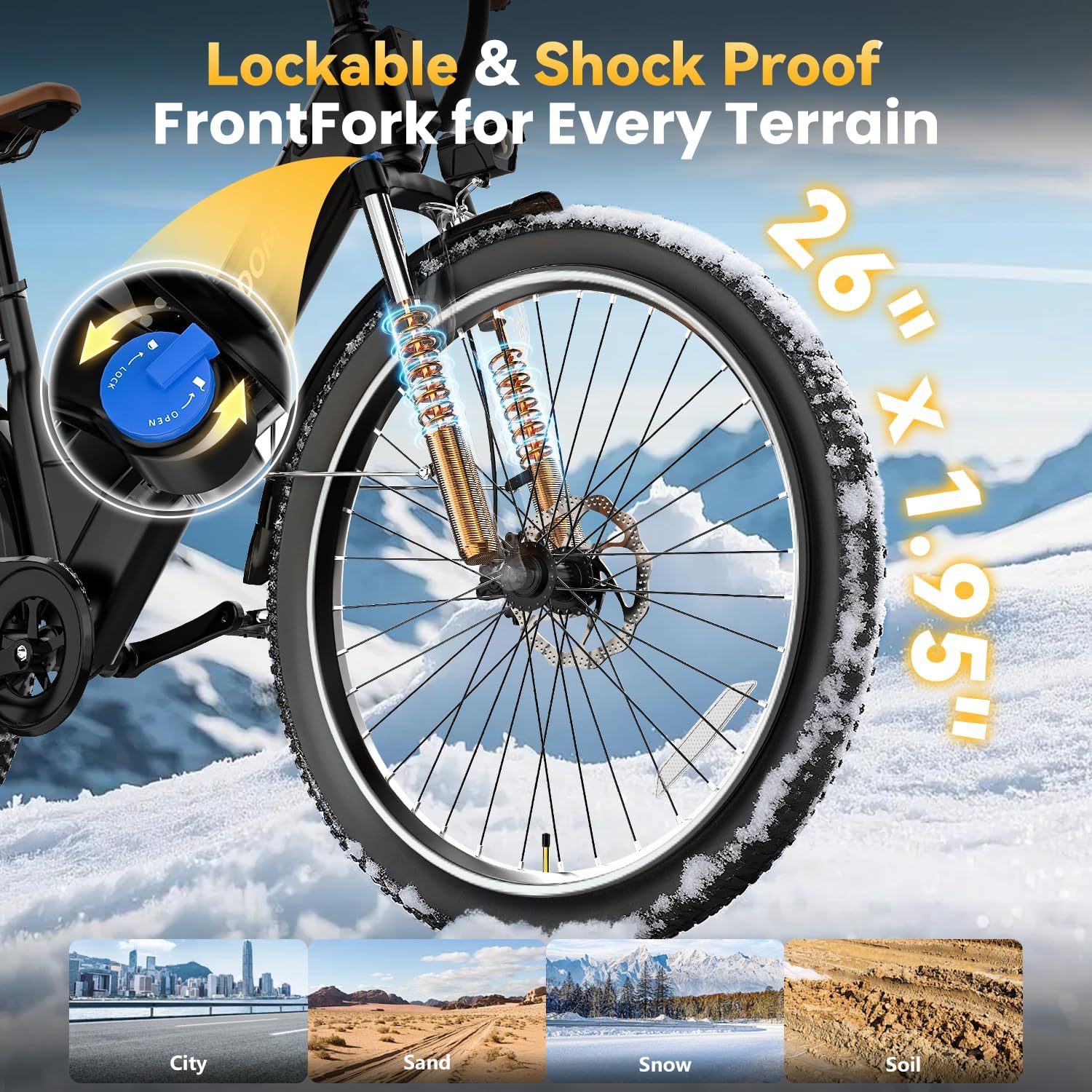 Electric Bike for Adults 1000W 1500W Peak Motor 15AH 20AH Removable Battery 70Miles 80Miles UL 2849 Certified Electric Commuter Bike Front Suspension Ebike